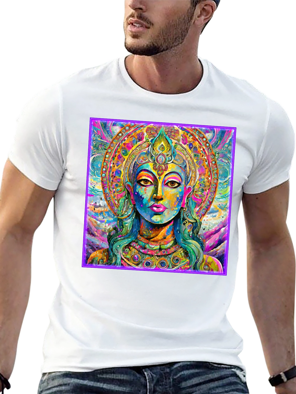 Vibrant Buddha Graphic T-Shirt