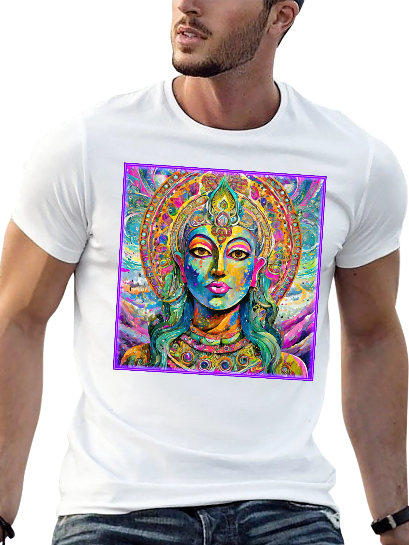Vibrant Buddha Graphic T-Shirt