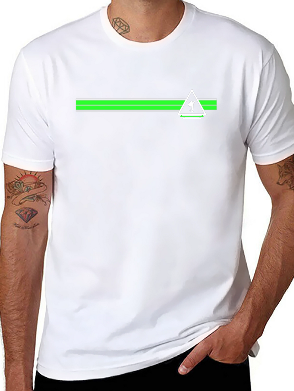 Green Stripe Trekker Tee - Black