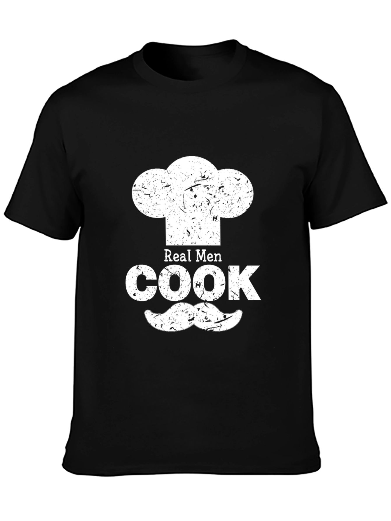 Real Men Cook Graphic Tee - Chef Hat & Mustache Design