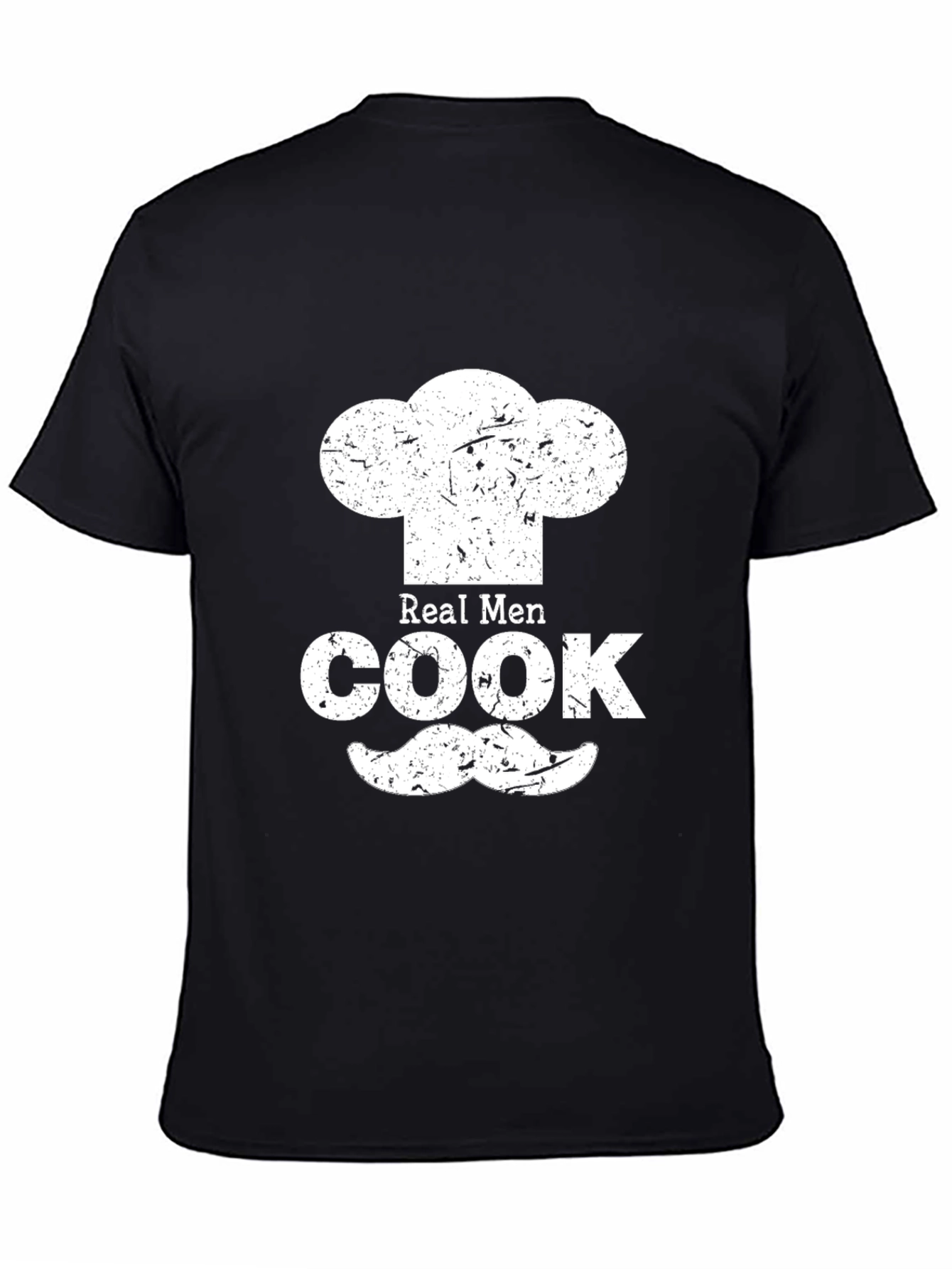 Real Men Cook Graphic Tee - Chef Hat & Mustache Design