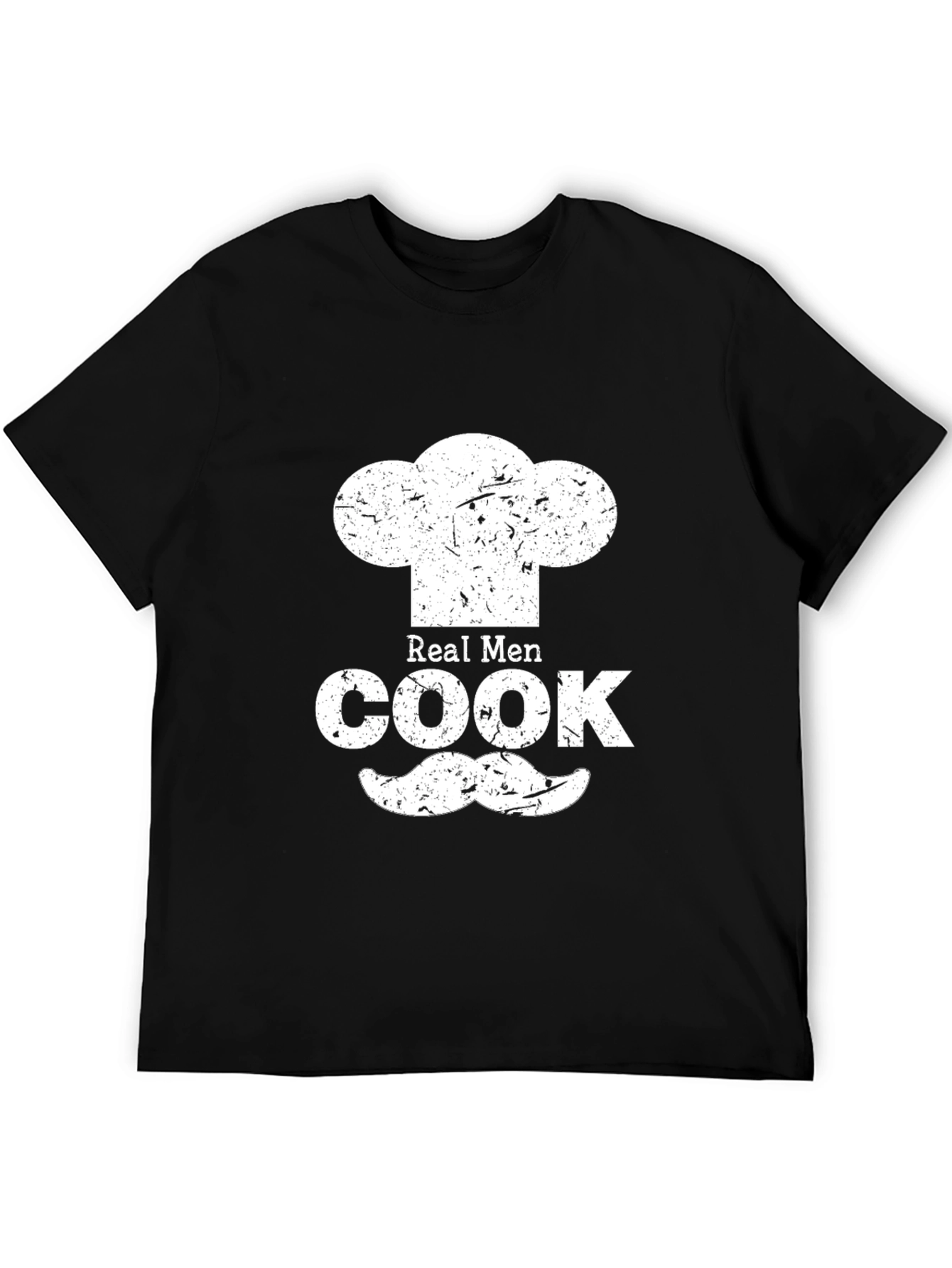 Real Men Cook Graphic Tee - Chef Hat & Mustache Design