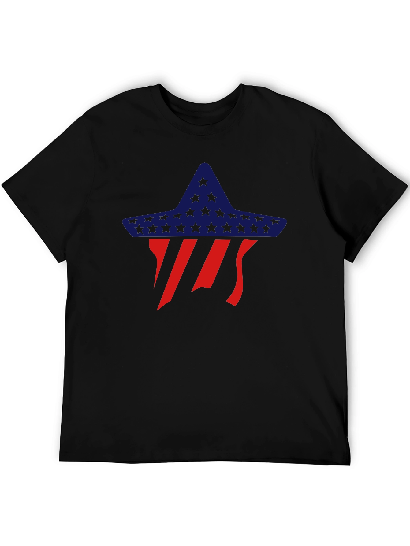 Patriotic Star Sombrero Graphic Tee - Black