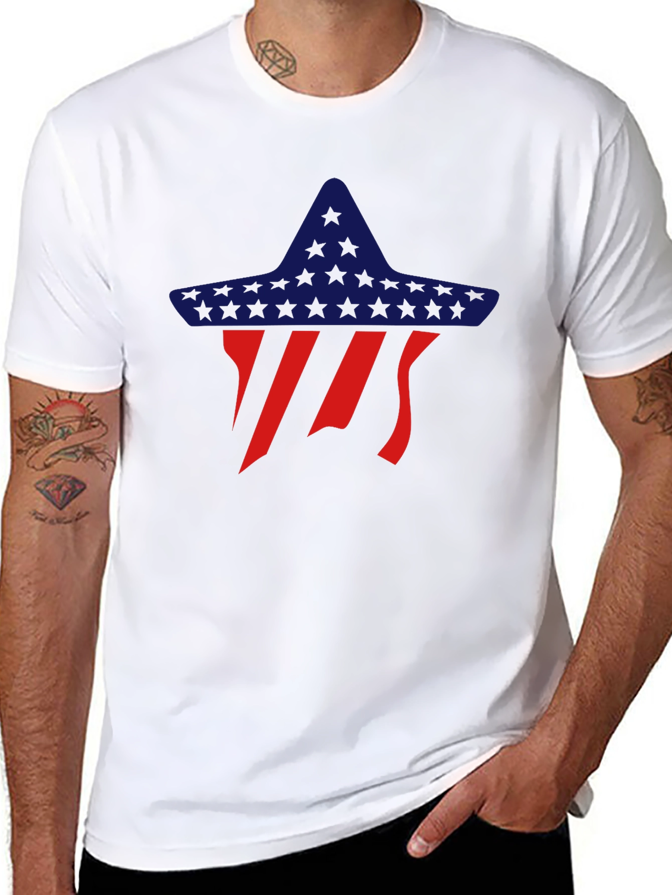 Patriotic Star Sombrero Graphic Tee - Black