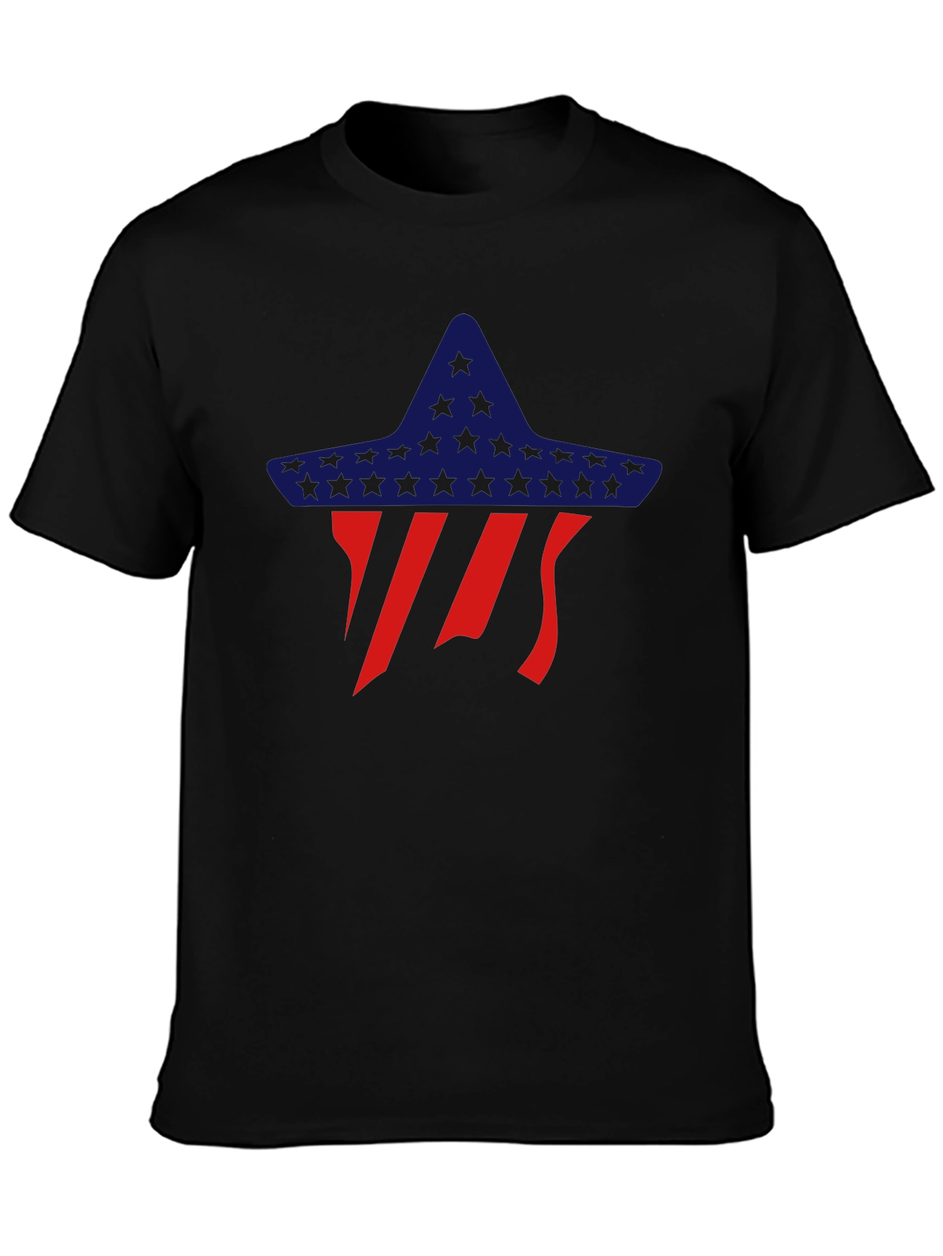 Patriotic Star Sombrero Graphic Tee - Black