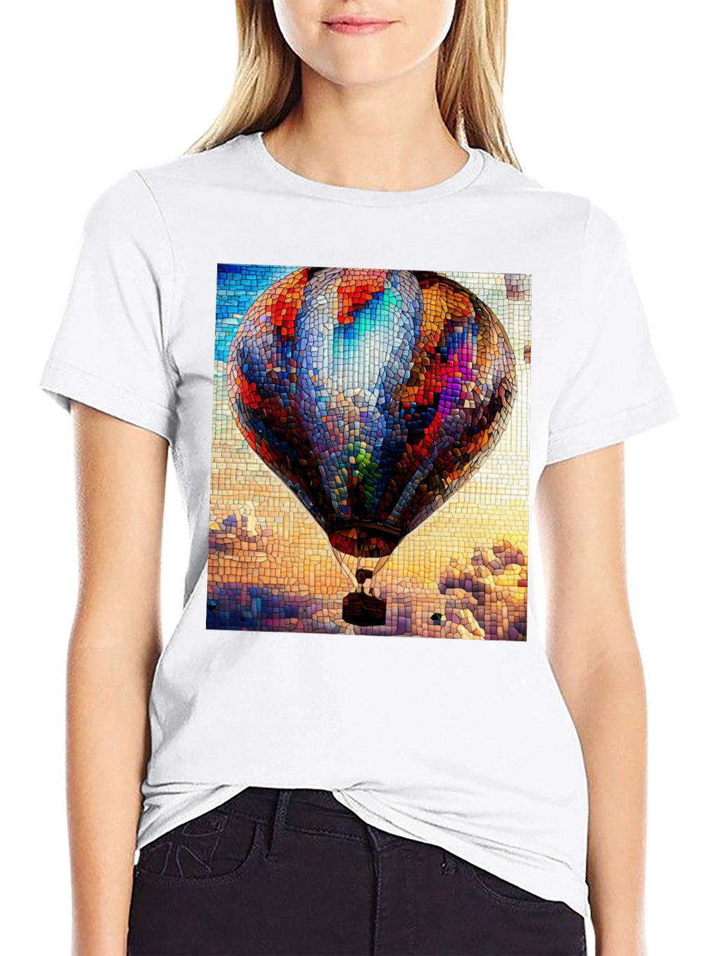 Hot Air Balloon Stained Glass Graphic T-Shirt