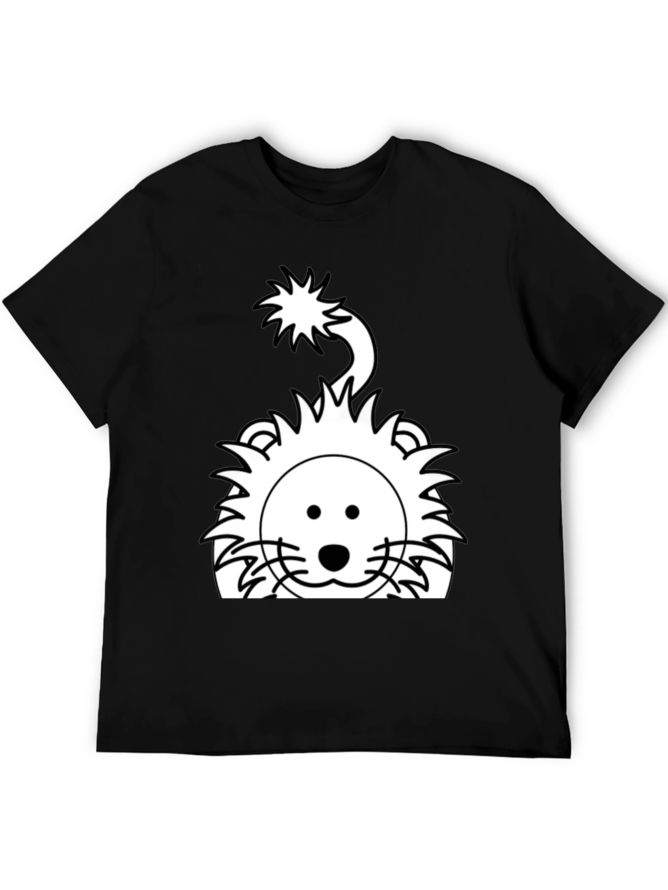 Cartoon Lion Graphic Tee - Black