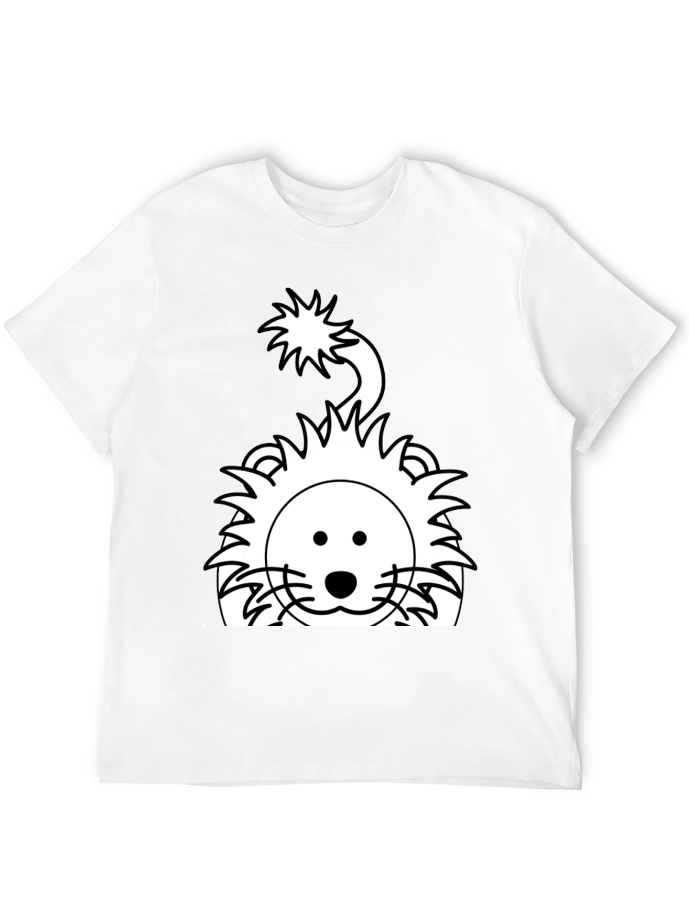 Cartoon Lion Graphic Tee - Black