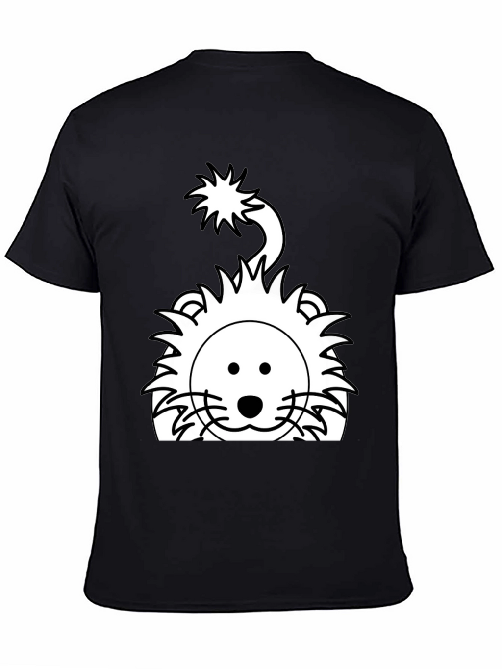 Cartoon Lion Graphic Tee - Black