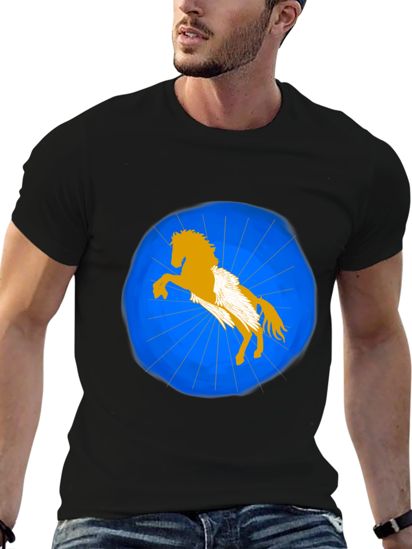 Pegasus Graphic T-Shirt - Black Stylish Design