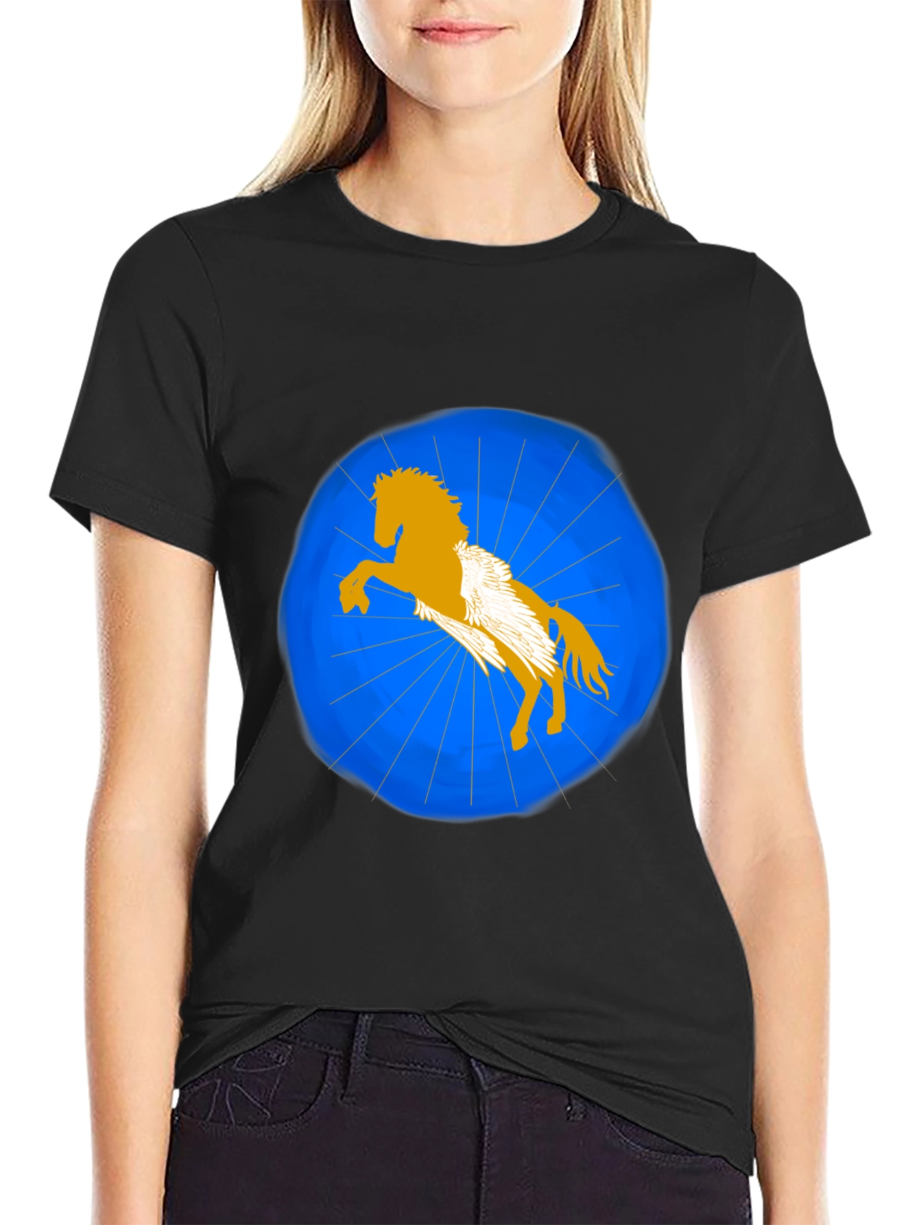 Pegasus Graphic T-Shirt - Black Stylish Design
