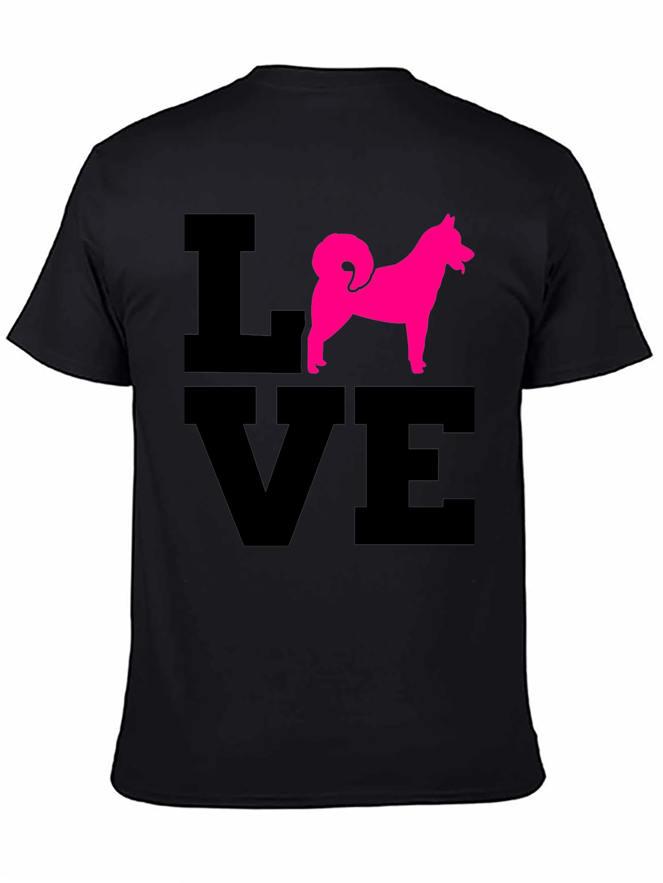 Love Dog T-Shirt - Pink Husky Silhouette