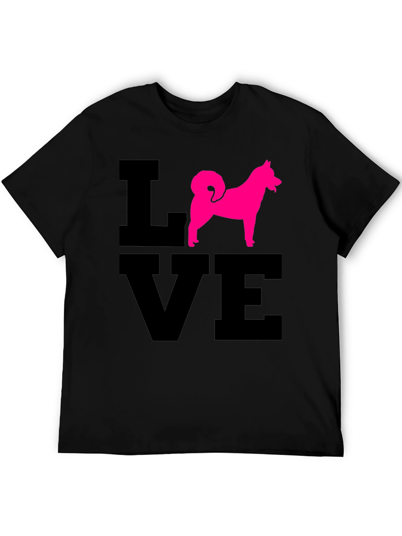 Love Dog T-Shirt - Pink Husky Silhouette