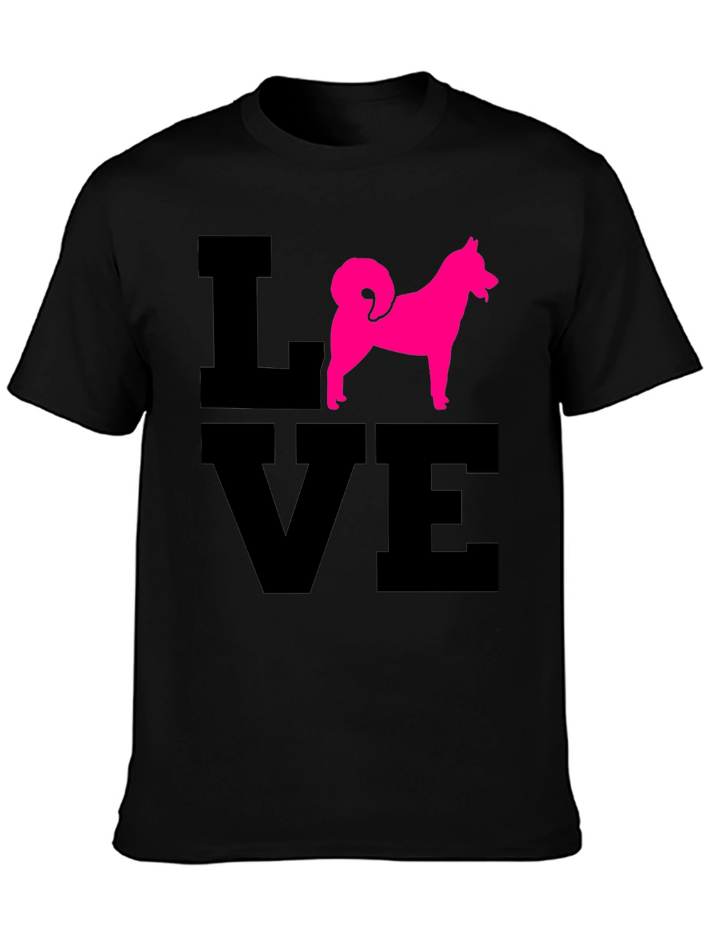 Love Dog T-Shirt - Pink Husky Silhouette