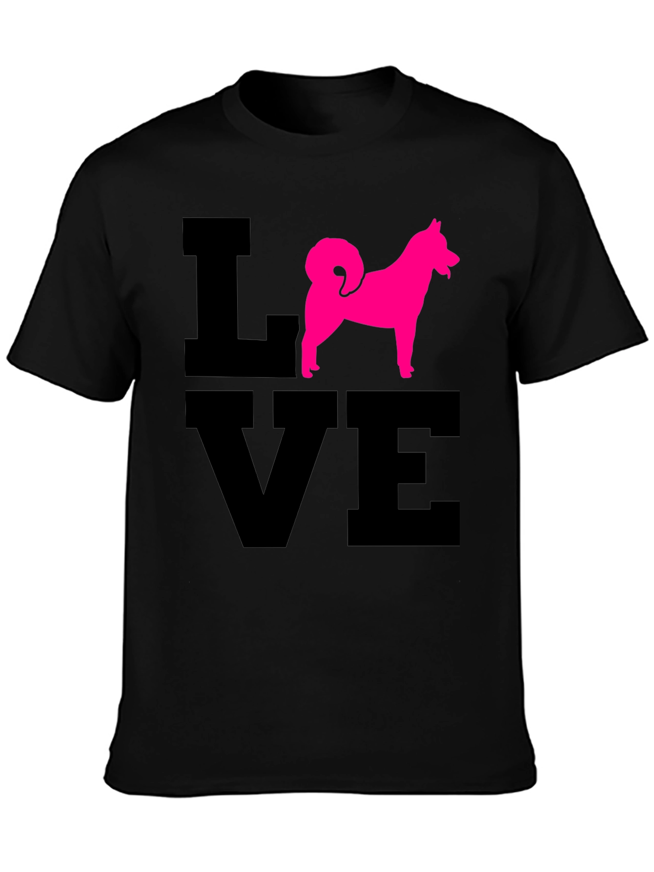 Love Dog T-Shirt - Pink Husky Silhouette