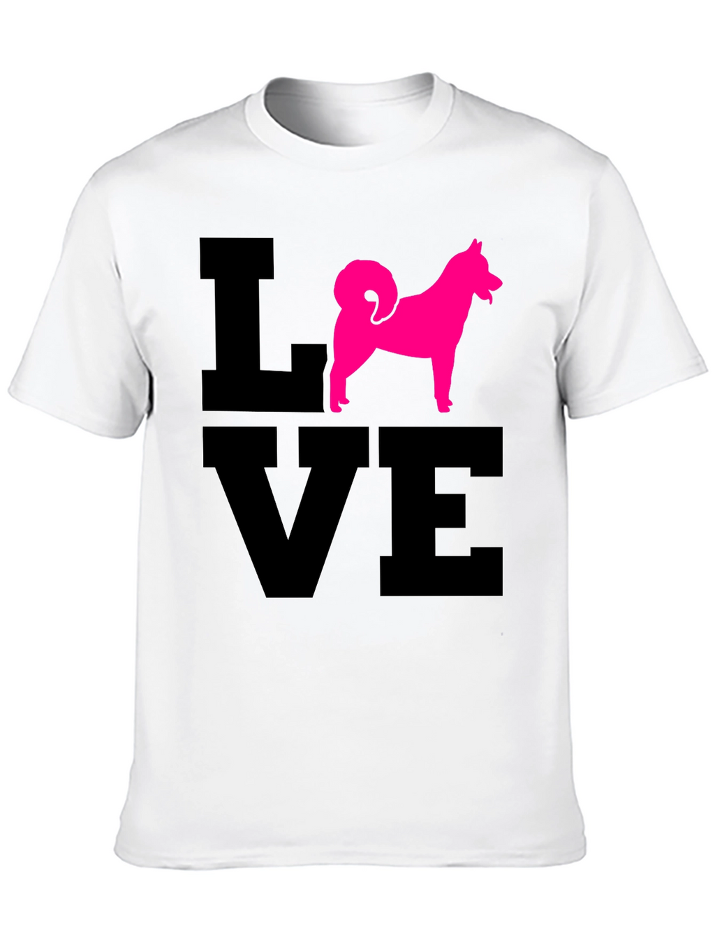 Love Dog T-Shirt - Pink Husky Silhouette