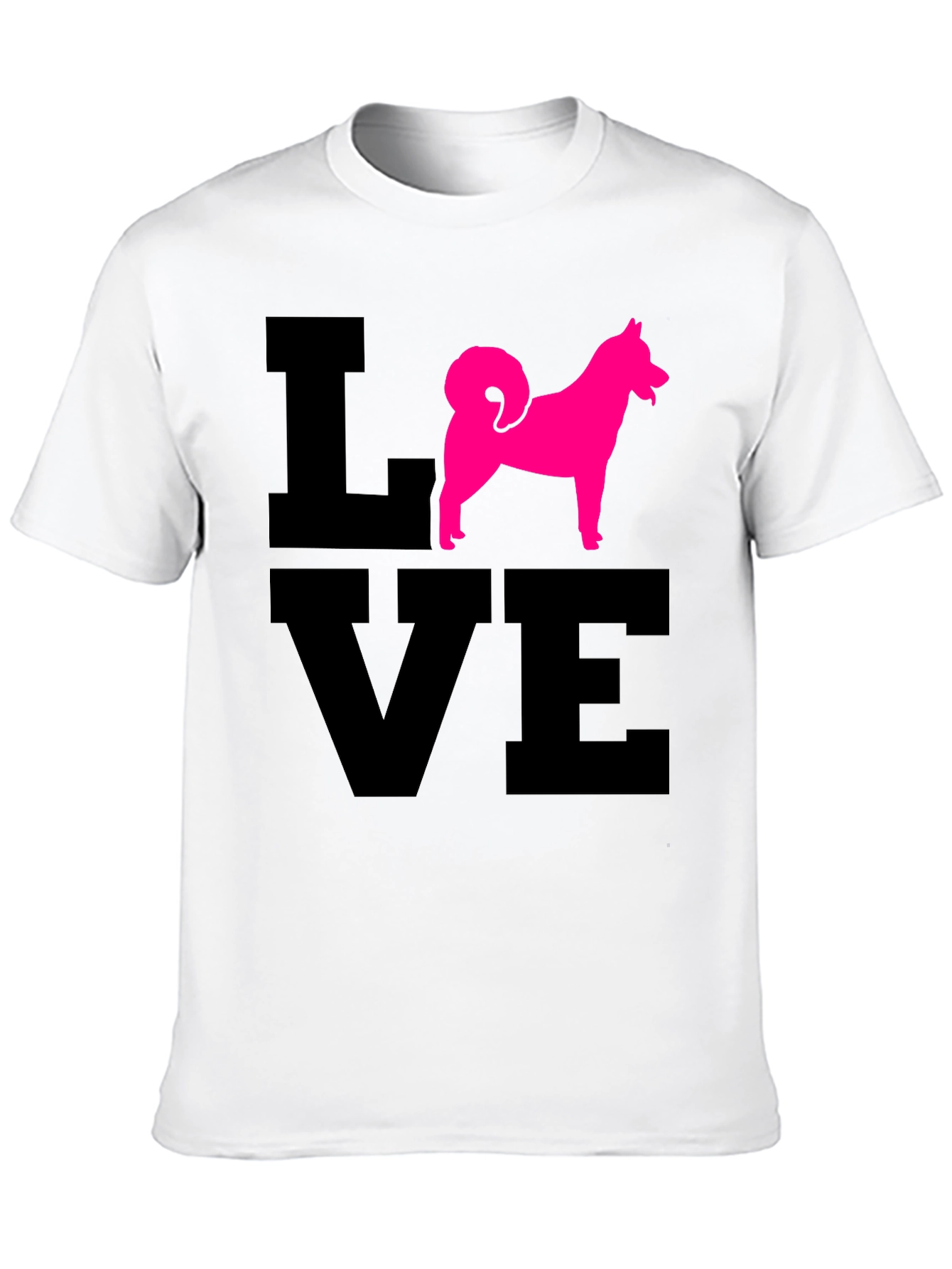 Love Dog T-Shirt - Pink Husky Silhouette