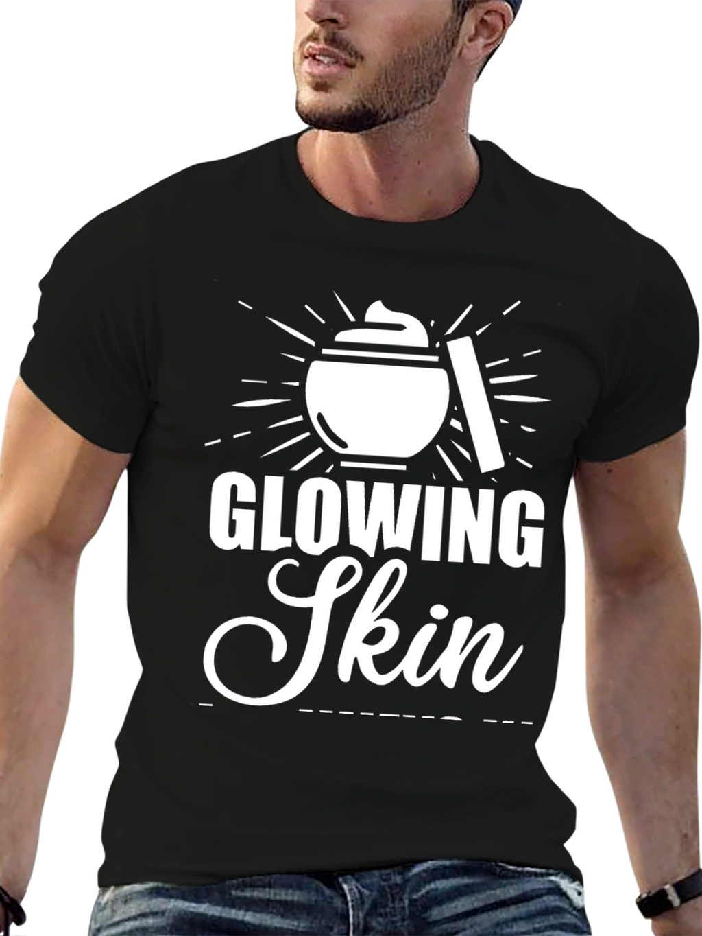 Glowing Skin T-Shirt Black Casual Tee