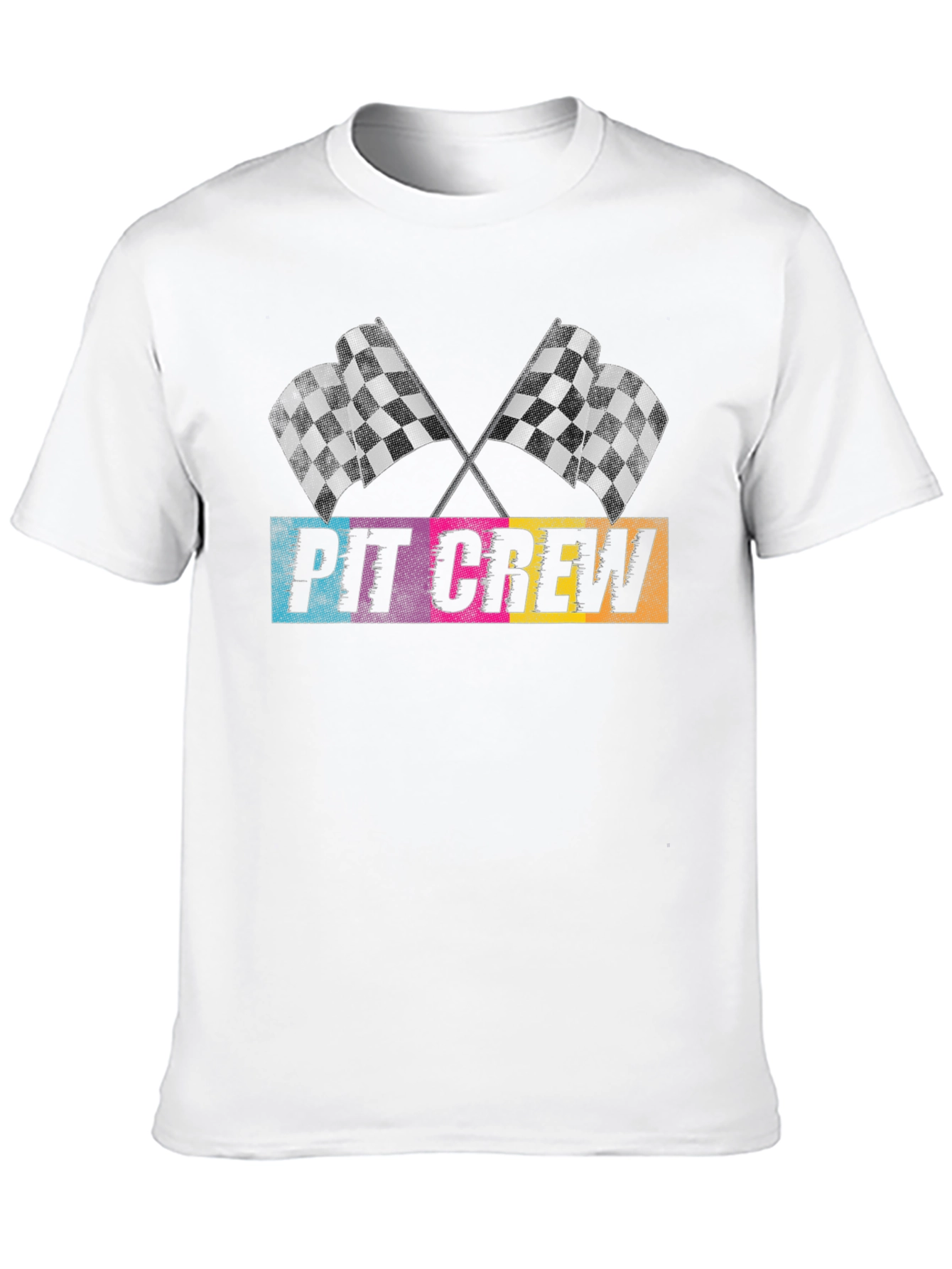Pit Crew Checkered Flags Graphic T-Shirt