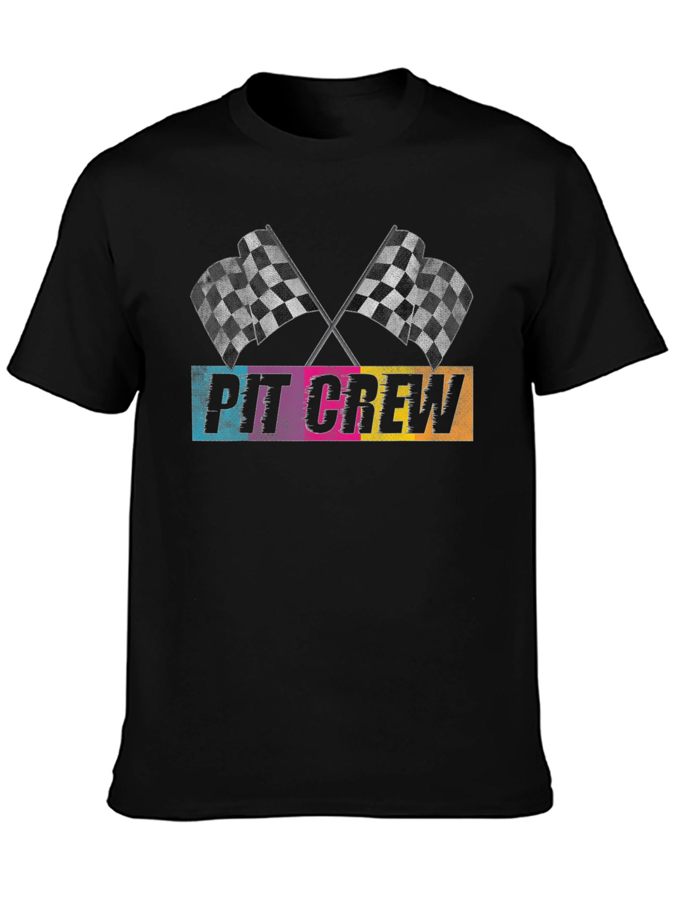 Pit Crew Checkered Flags Graphic T-Shirt