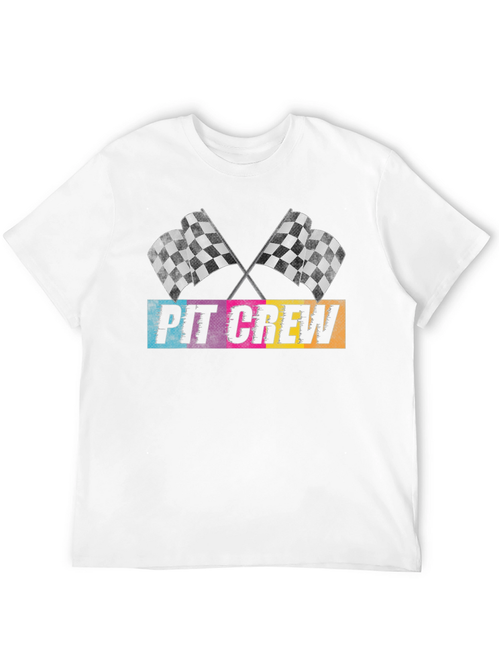 Pit Crew Checkered Flags Graphic T-Shirt