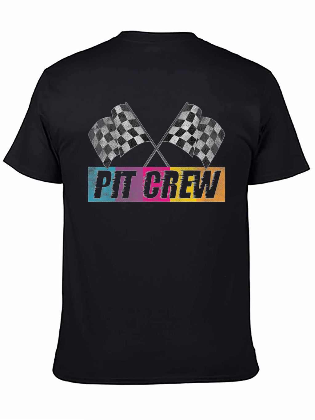 Pit Crew Checkered Flags Graphic T-Shirt