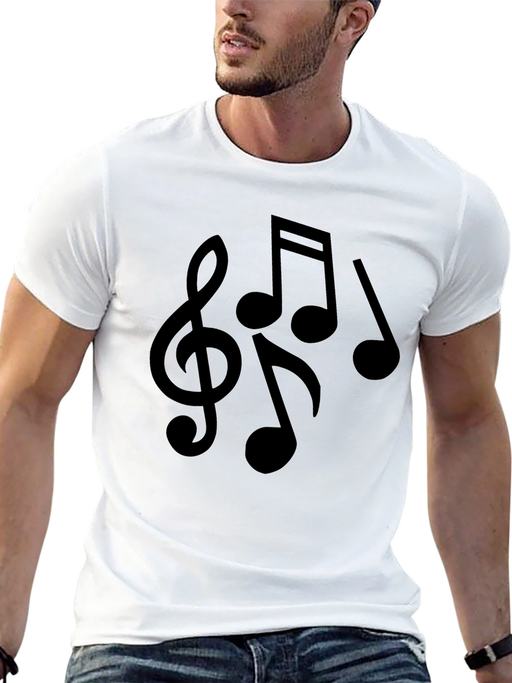 Musical Notes Graphic Tee - Black