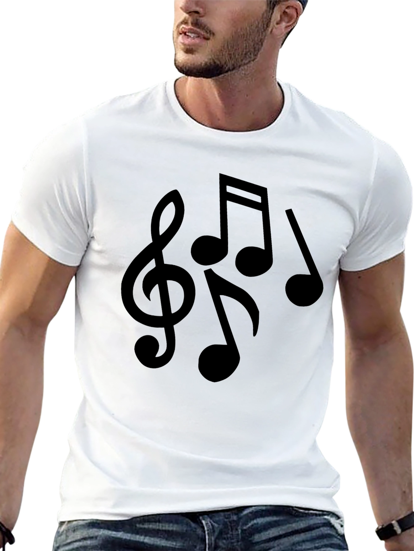 Musical Notes Graphic Tee - Black