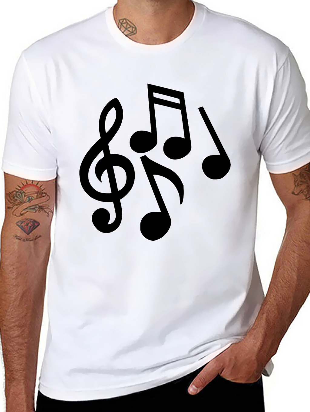 Musical Notes Graphic Tee - Black