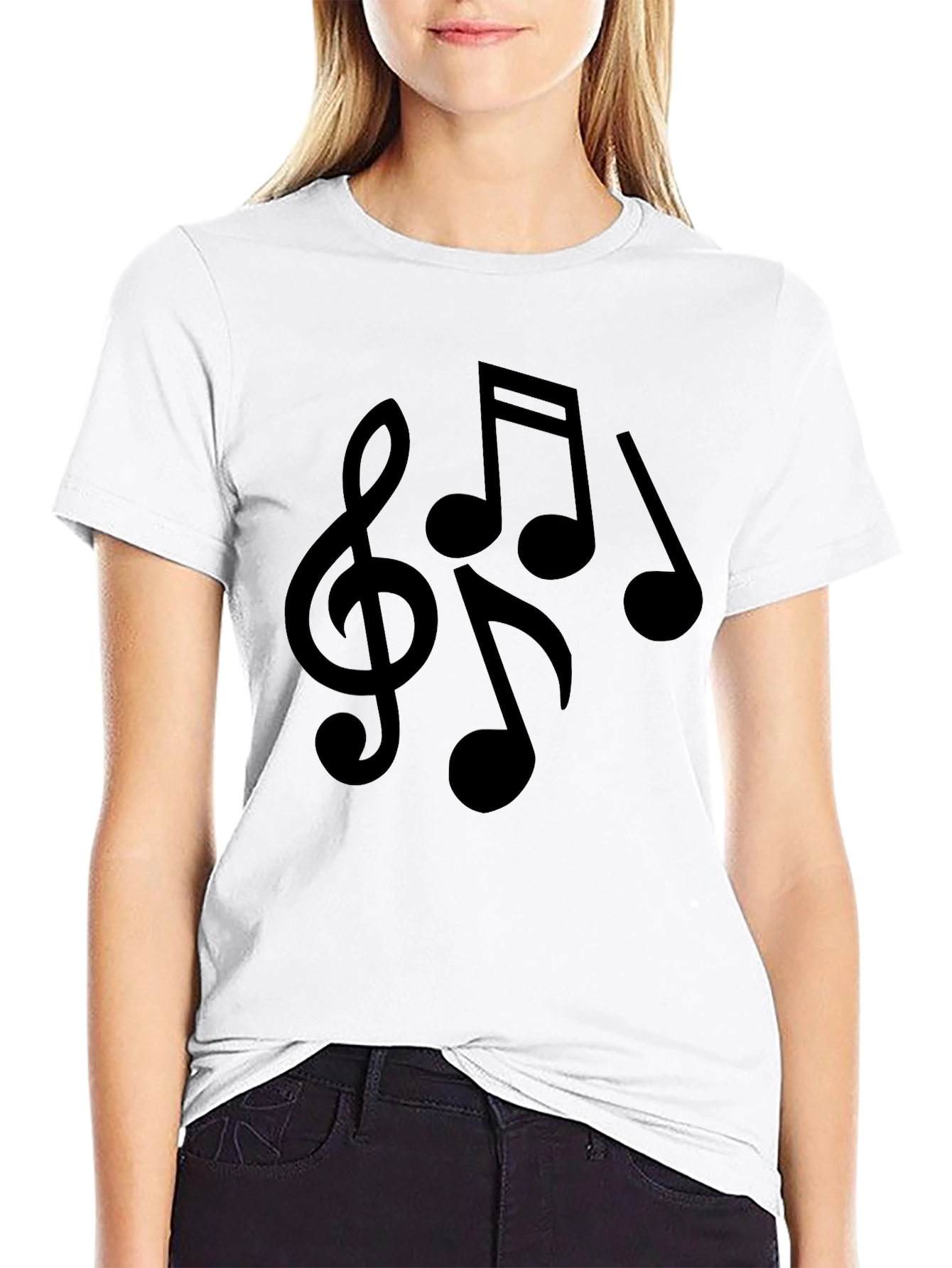 Musical Notes Graphic Tee - Black