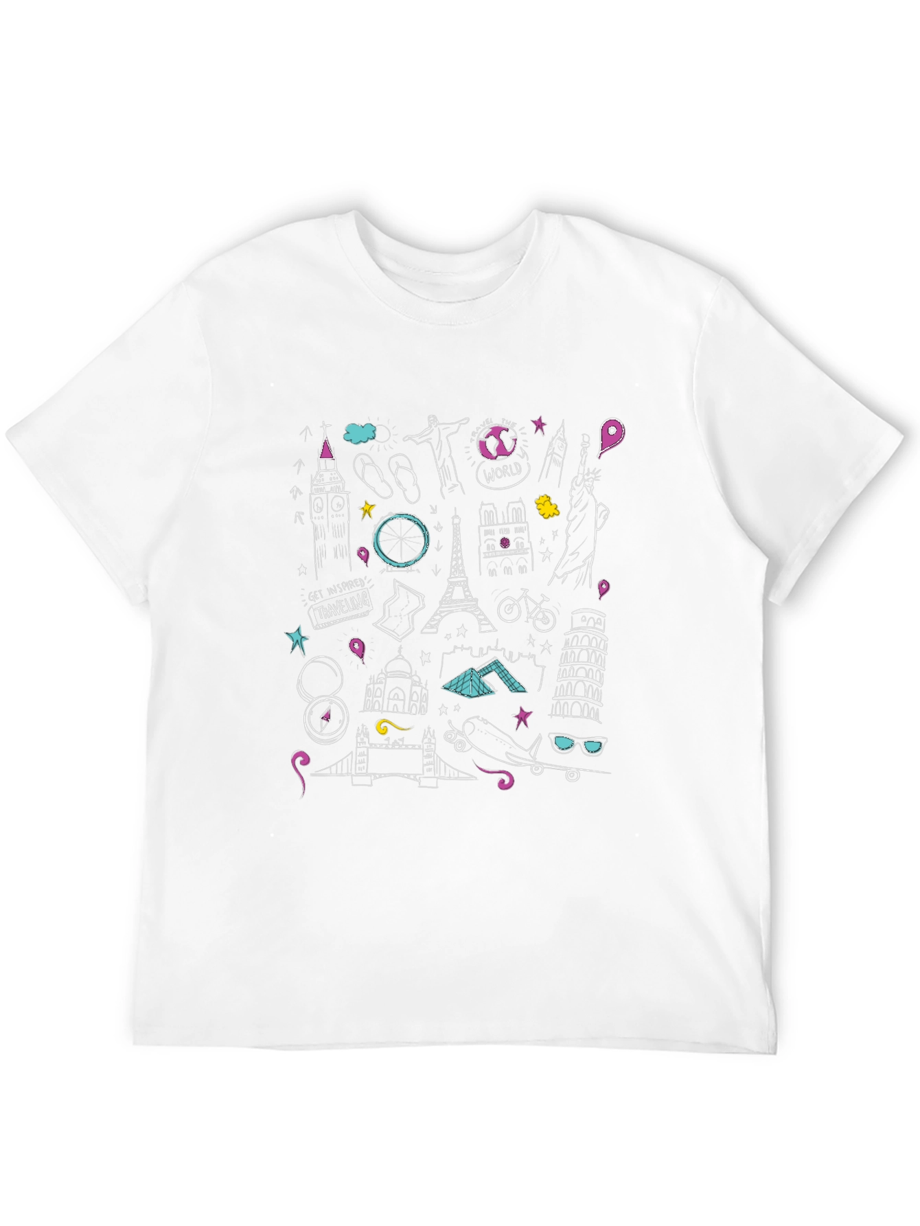 Travel Doodle Graphic Black T-Shirt