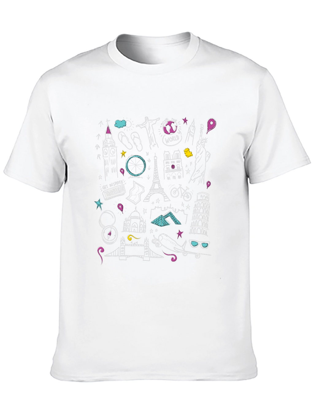 Travel Doodle Graphic Black T-Shirt