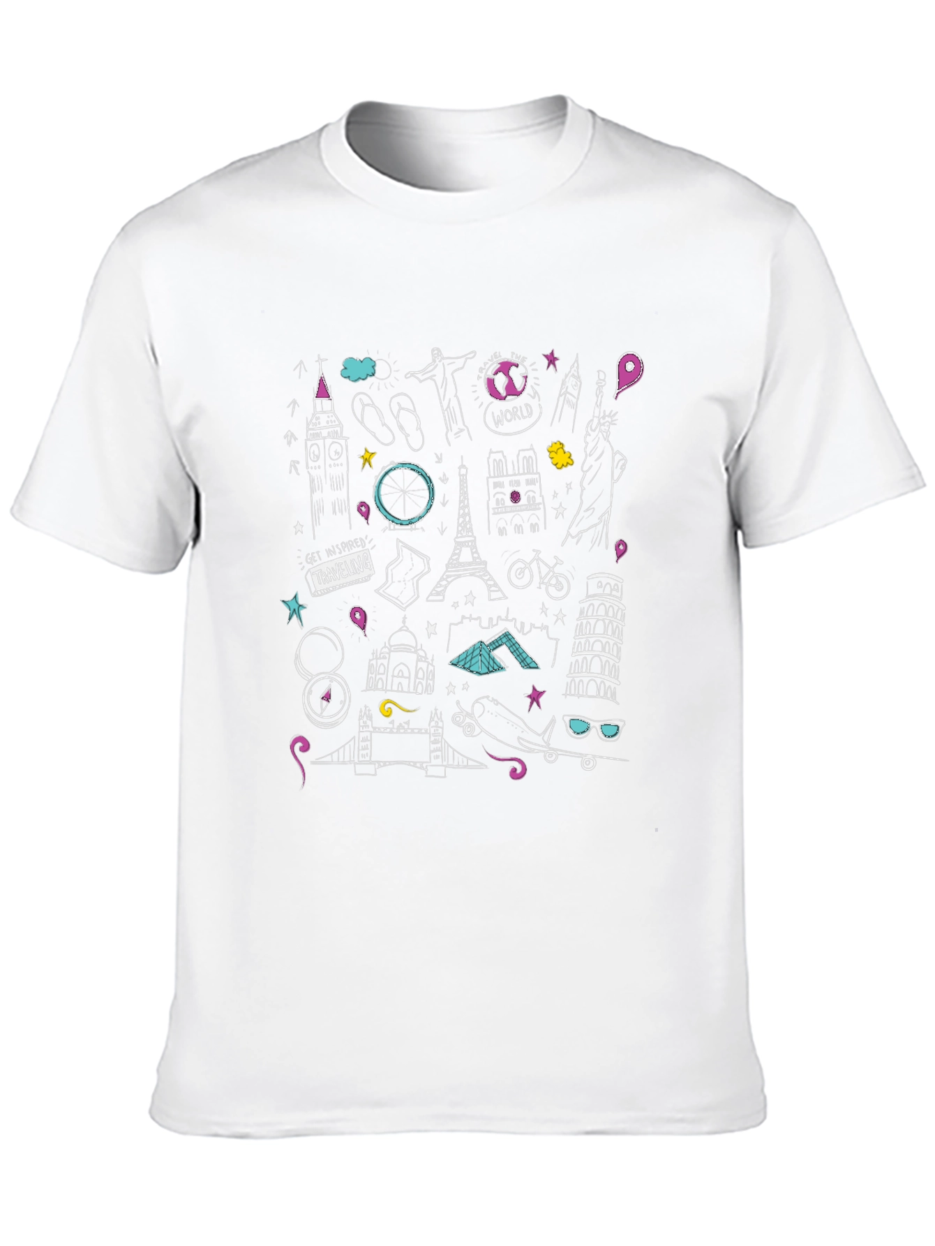 Travel Doodle Graphic Black T-Shirt