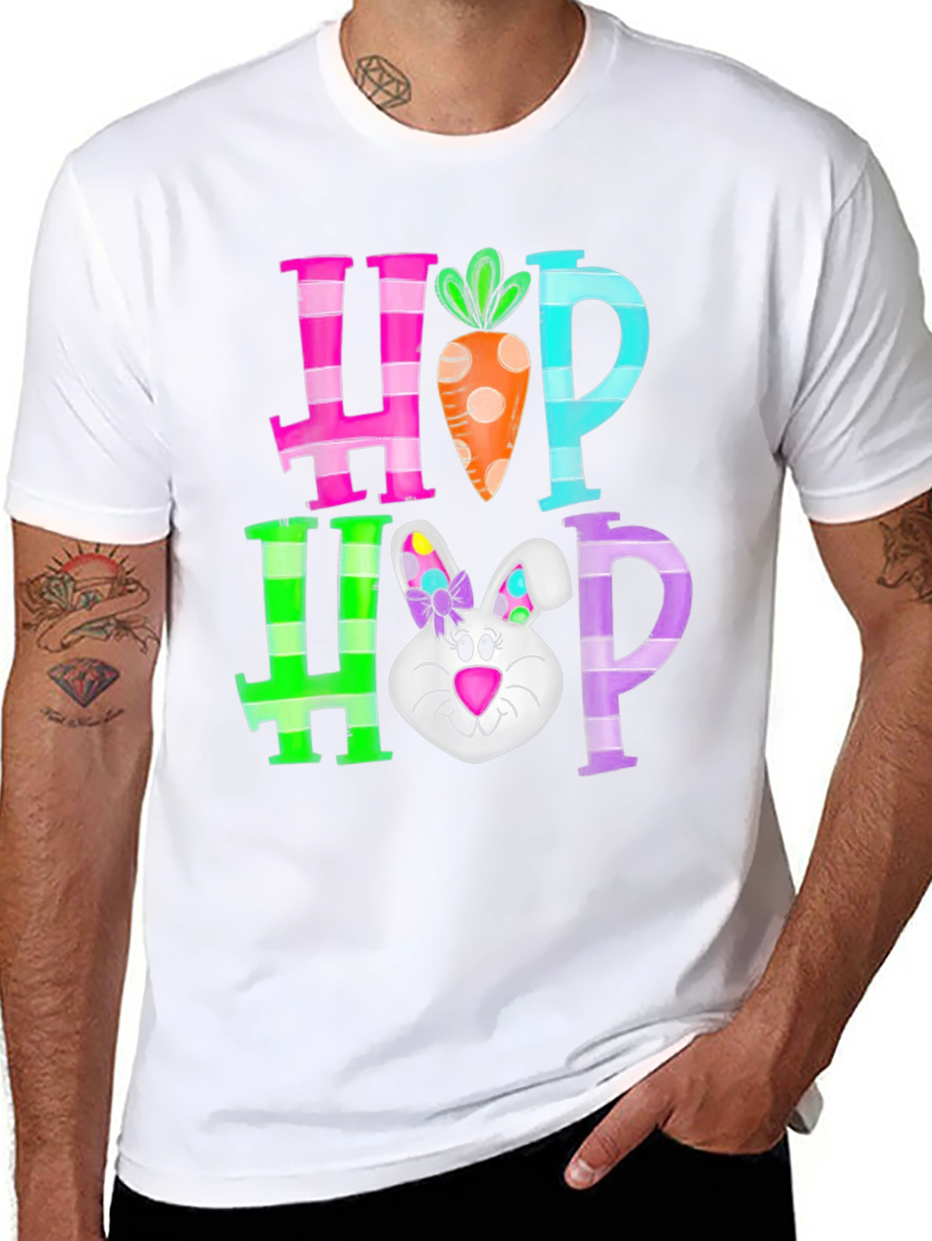 Hop Hop Easter T-Shirt Rabbit Carrot Tee