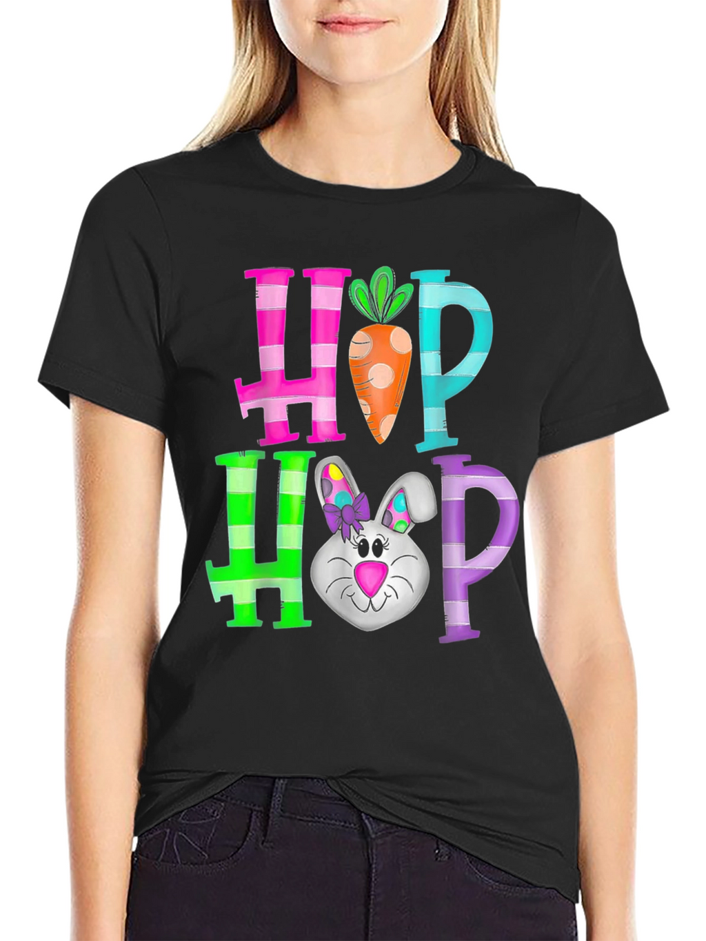 Hop Hop Easter T-Shirt Rabbit Carrot Tee