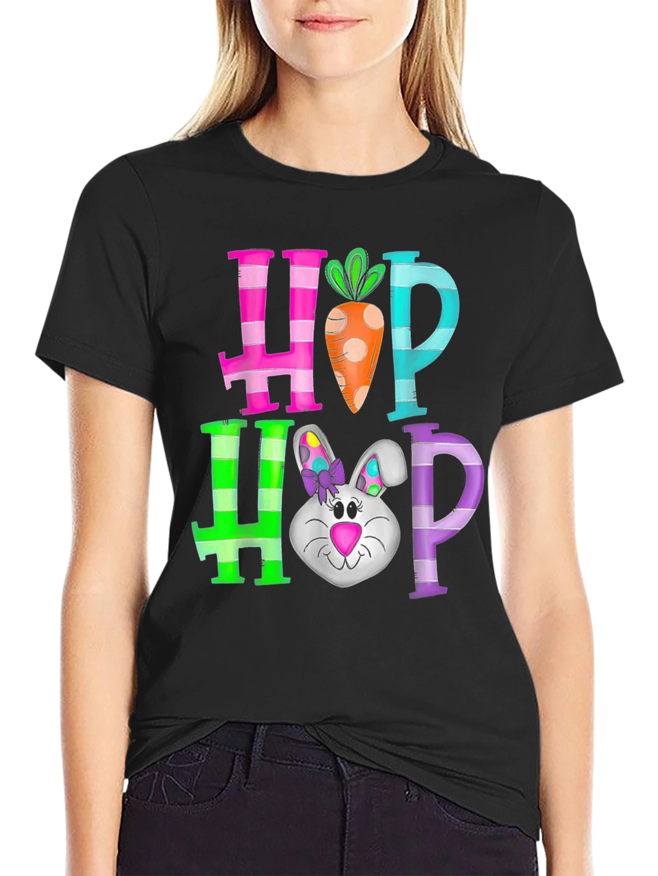 Hop Hop Easter T-Shirt Rabbit Carrot Tee