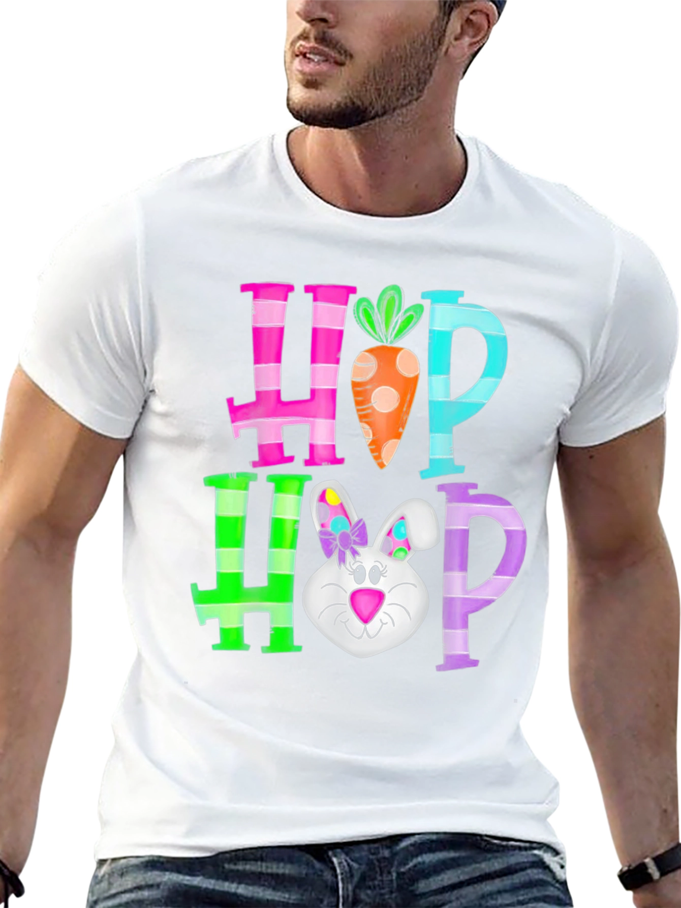 Hop Hop Easter T-Shirt Rabbit Carrot Tee