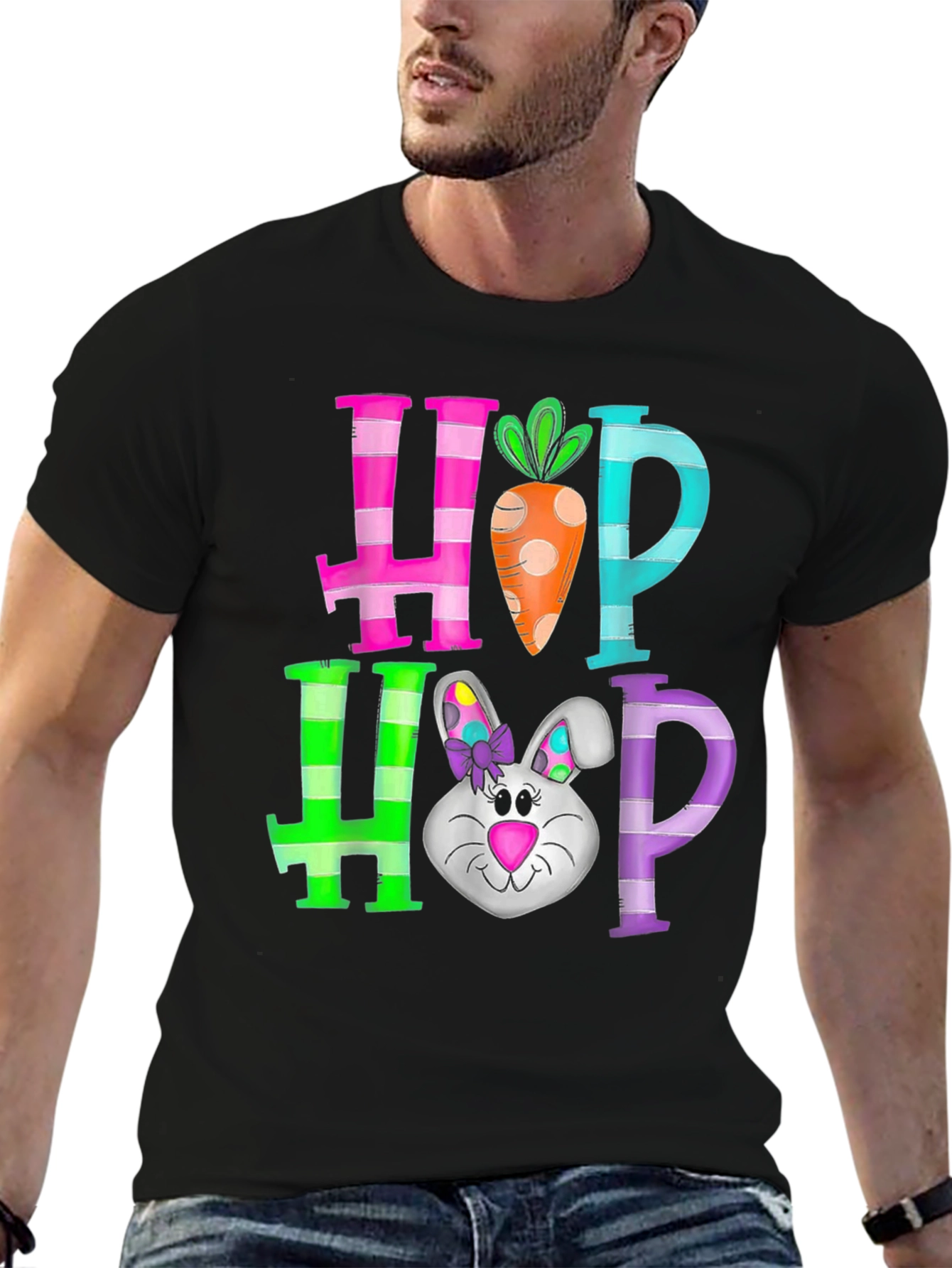 Hop Hop Easter T-Shirt Rabbit Carrot Tee