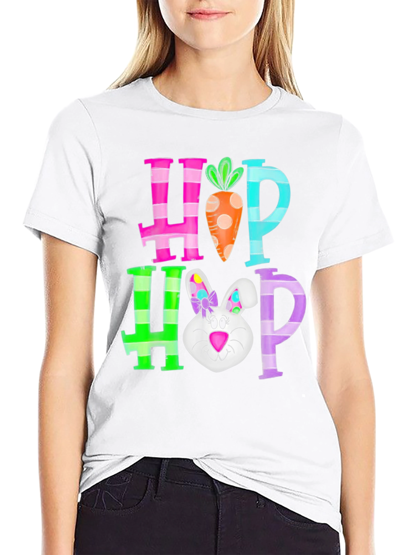 Hop Hop Easter T-Shirt Rabbit Carrot Tee