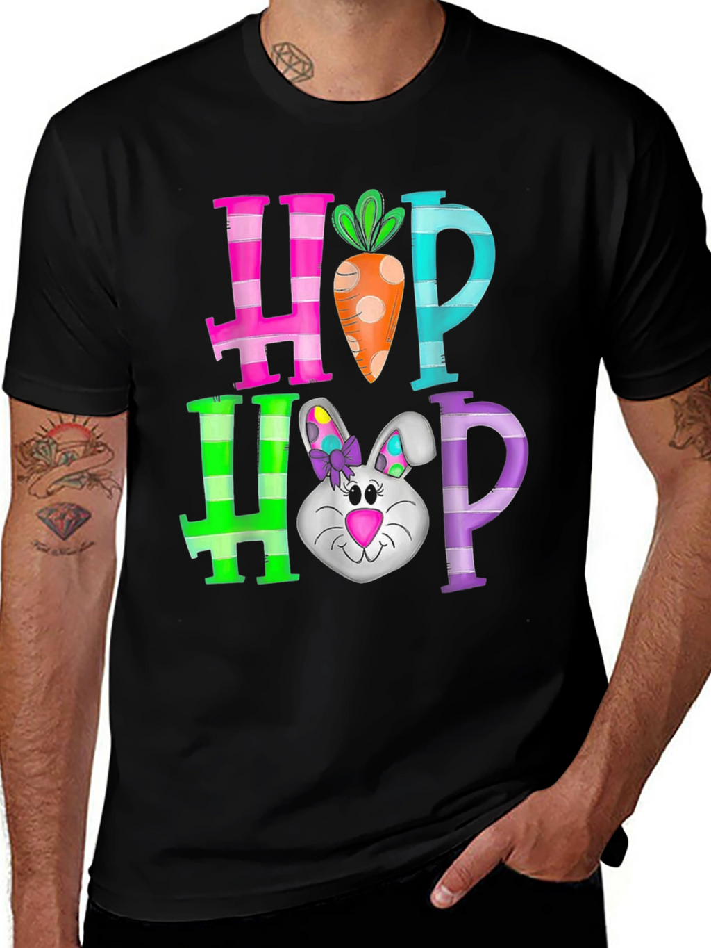 Hop Hop Easter T-Shirt Rabbit Carrot Tee