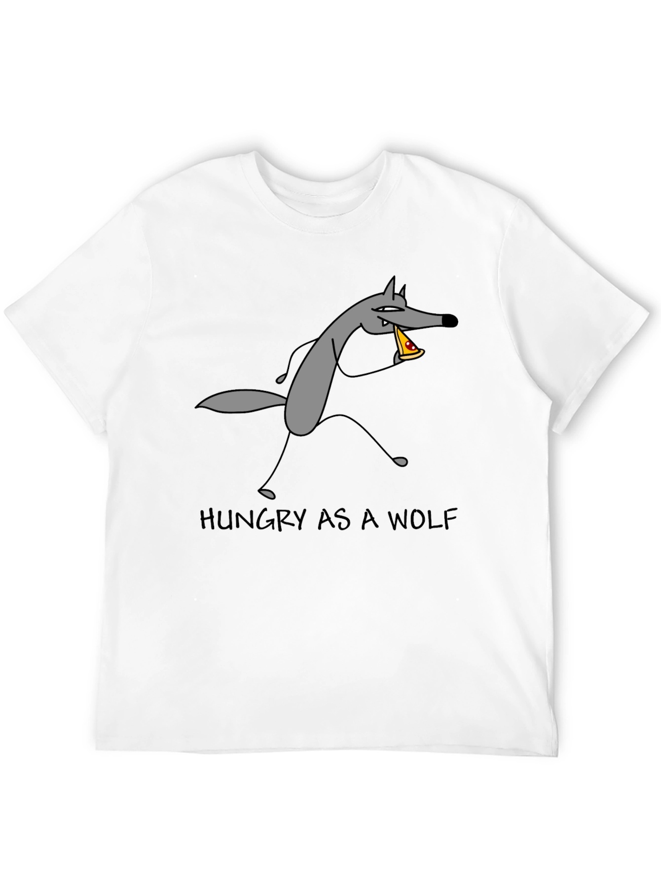 Hungry as a Wolf Pizza T-Shirt - Black