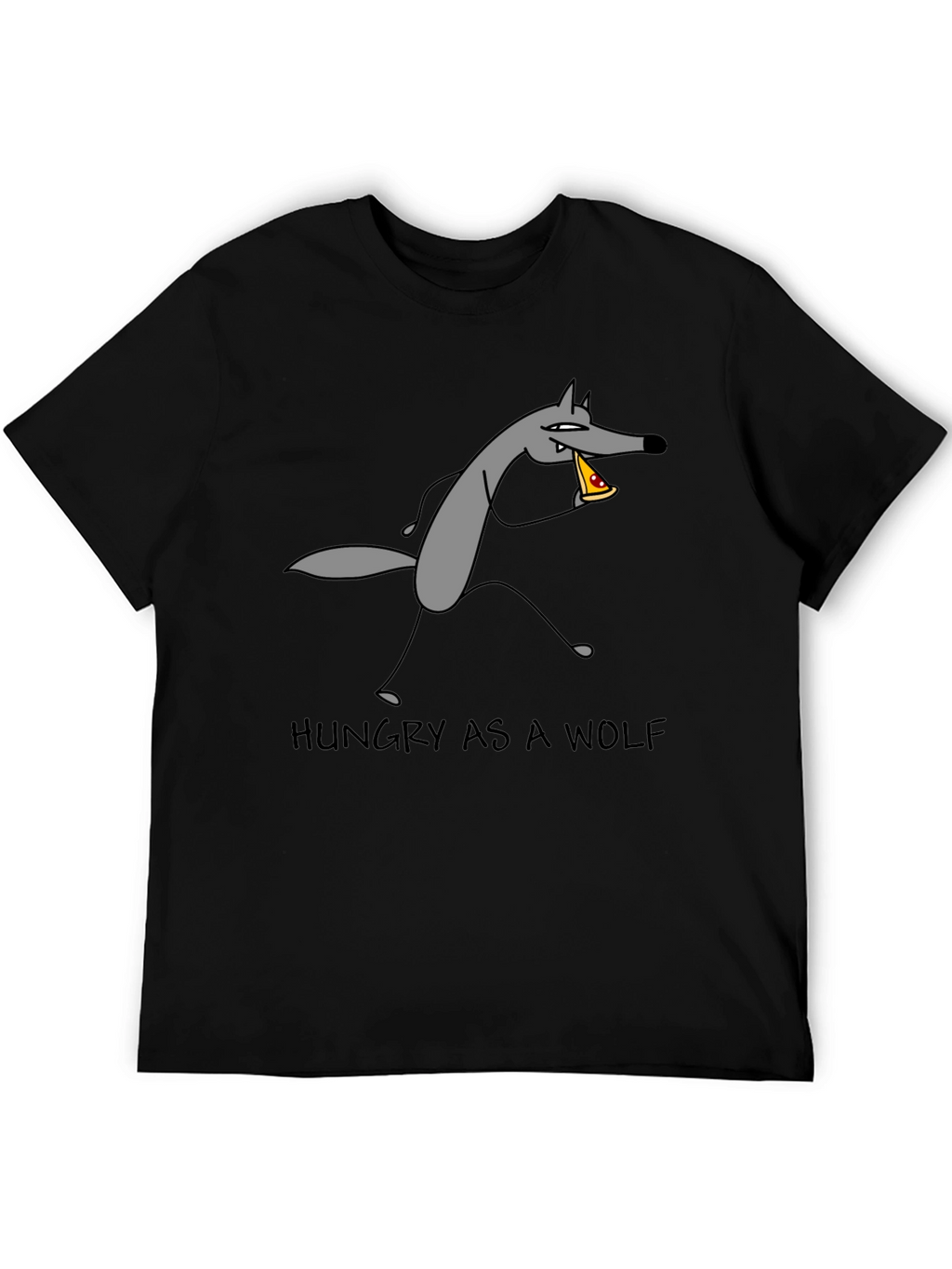 Hungry as a Wolf Pizza T-Shirt - Black