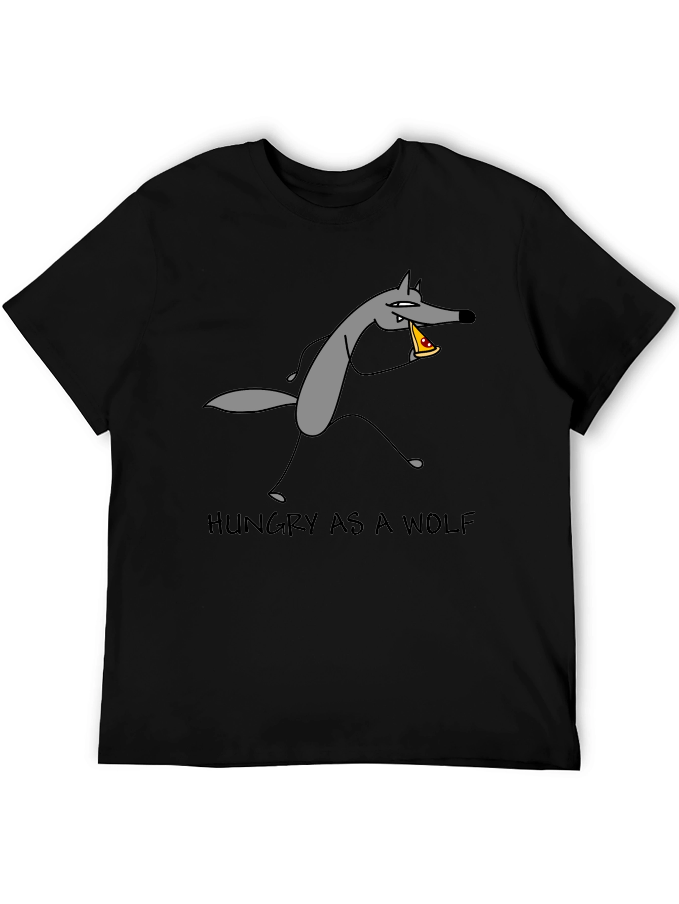 Hungry as a Wolf Pizza T-Shirt - Black
