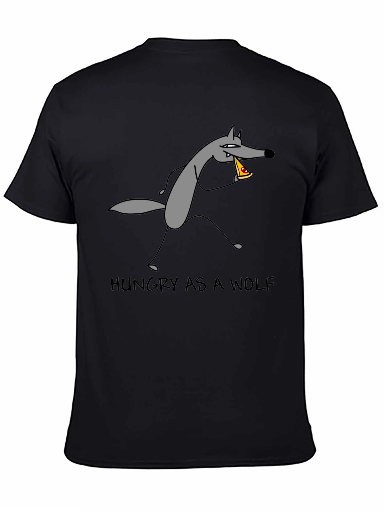Hungry as a Wolf Pizza T-Shirt - Black