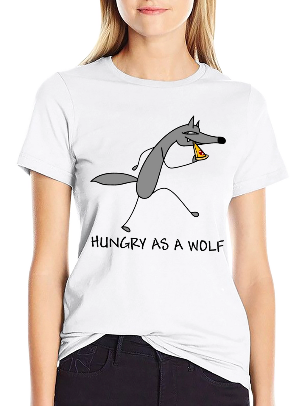 Hungry as a Wolf Pizza T-Shirt - Black