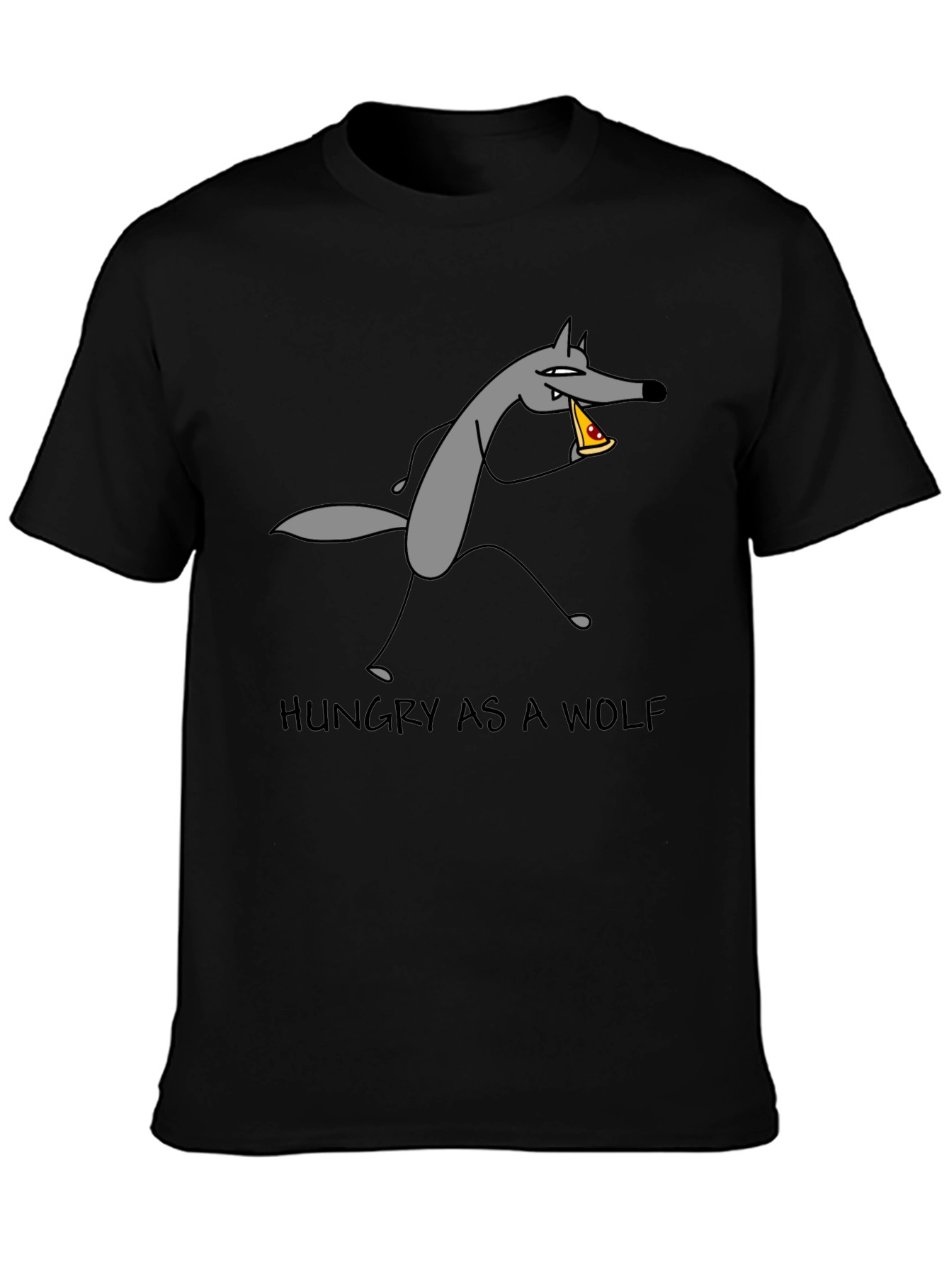 Hungry as a Wolf Pizza T-Shirt - Black