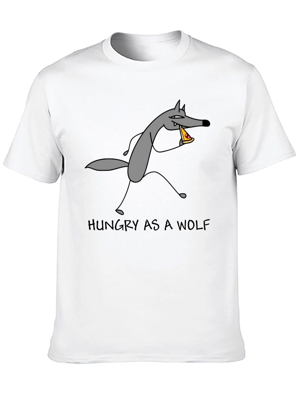 Hungry as a Wolf Pizza T-Shirt - Black