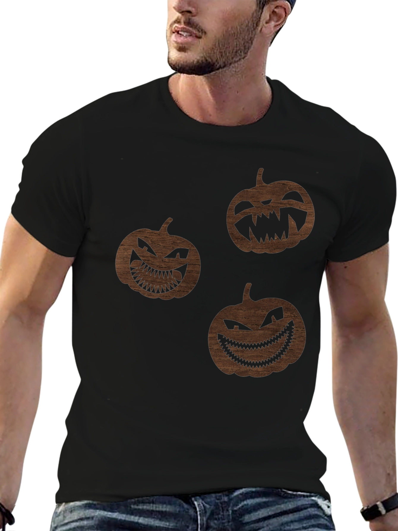 Spooky Season Pumpkin Graphic Tee - Black