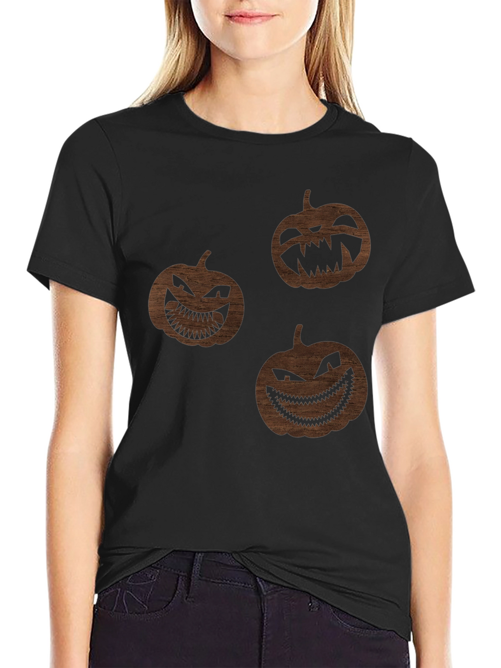 Spooky Season Pumpkin Graphic Tee - Black