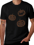 Spooky Season Pumpkin Graphic Tee - Black